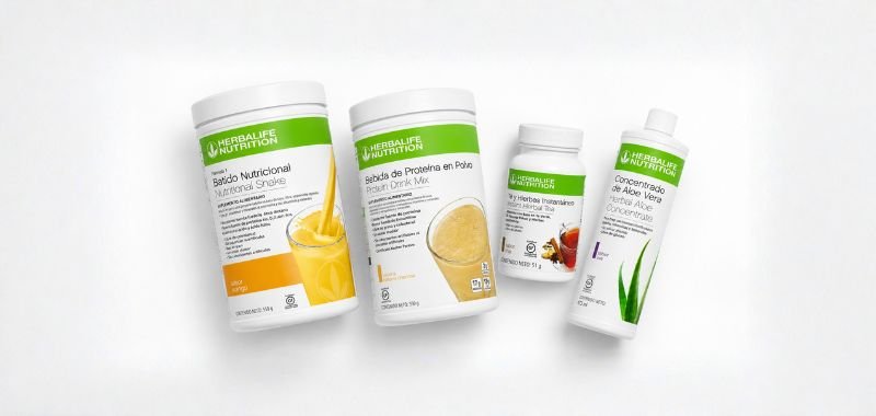 Ejemplo pack nivel Plata Herbalife Chile — Fórmula 1, PDM, Té Herbal y Aloe Vera, 1 unidad de cada uno